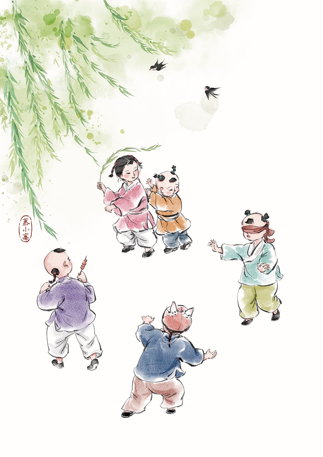 春乐-瞎子摸鱼（图ZMzM1NTExNzQw） - 儿童插画 - 站酷设计师l慕小离原创素材 - 站酷ZCOOL