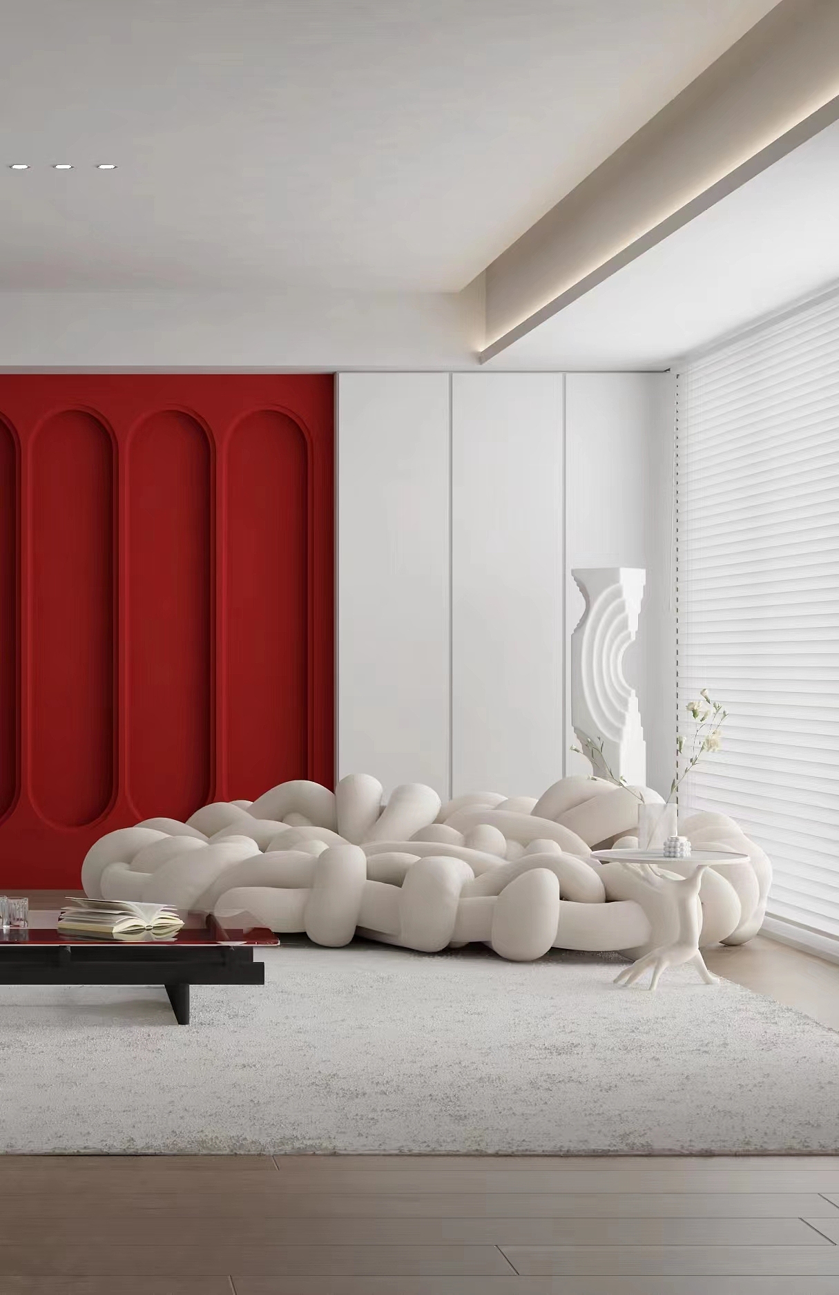 效果图l红衣扮美人，现代设计更添韵味（图ZMzQxNTU2MjUy） - 家装设计 - 站酷设计师LDvision设计室原创素材 - 站酷ZCOOL