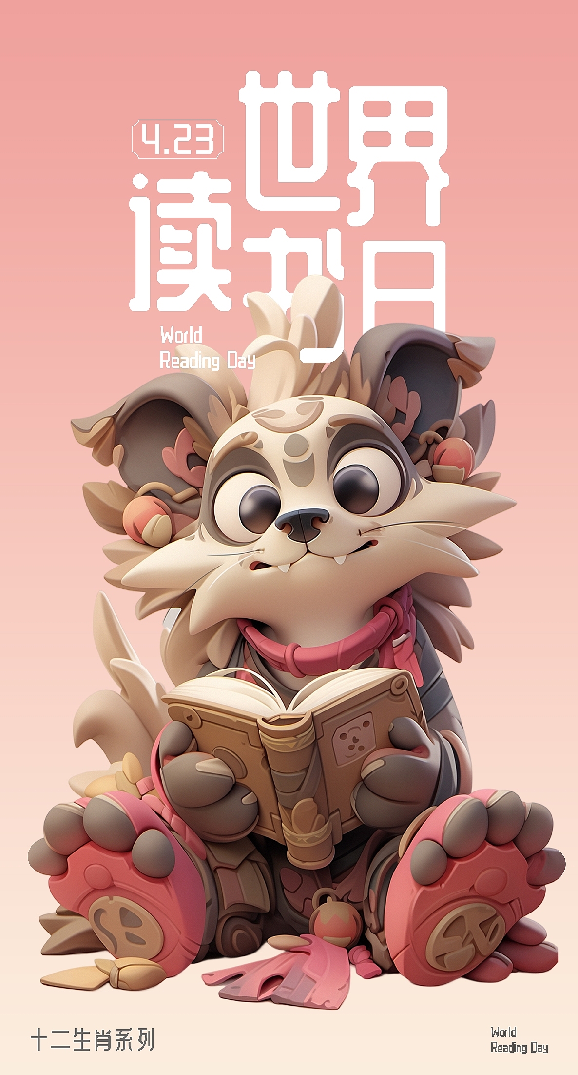 世界读书日海报--十二生肖系列 AIGC
