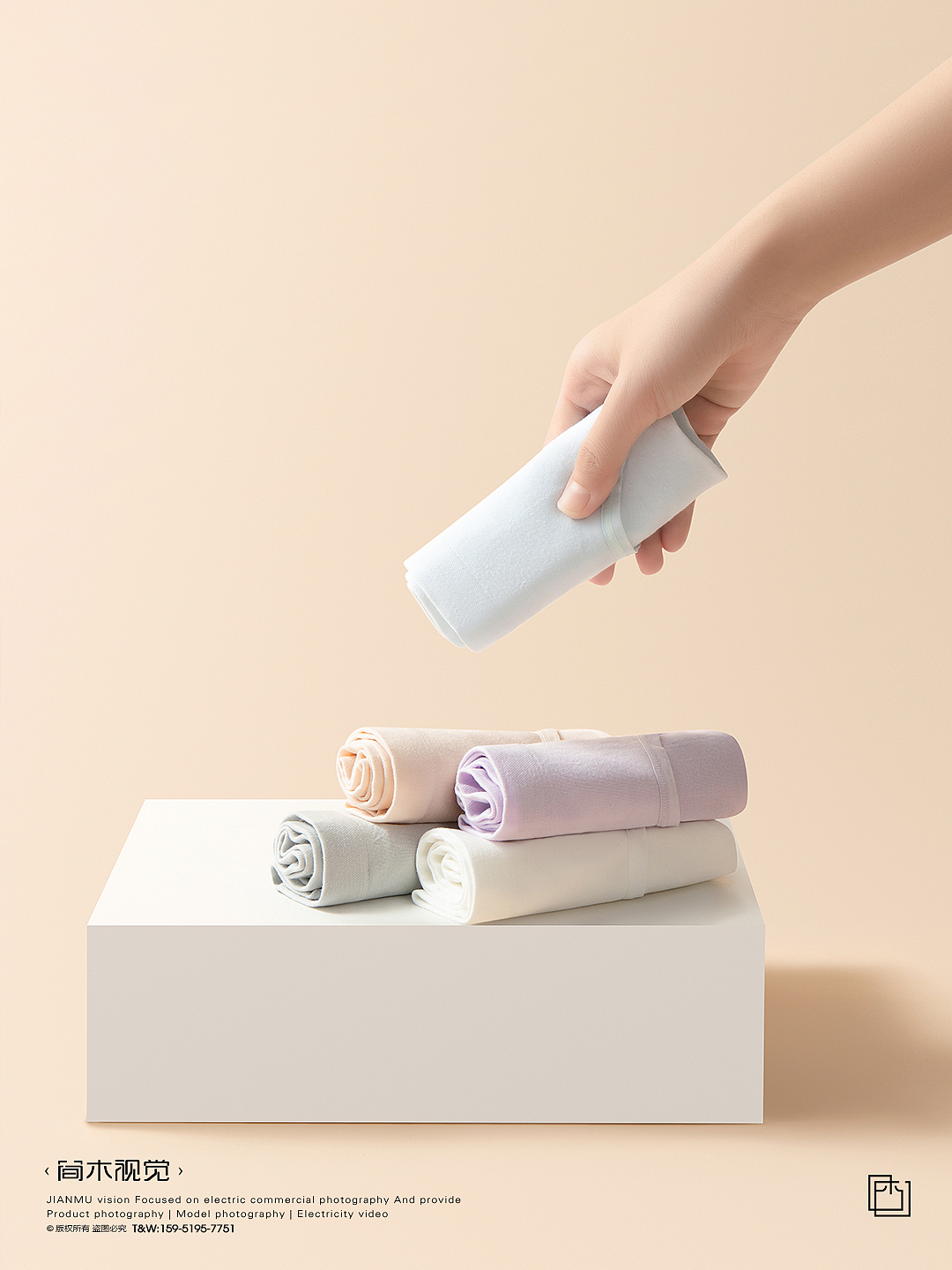 女士内裤产品摄影丨简木视觉 内衣暖色调 商业电商摄影