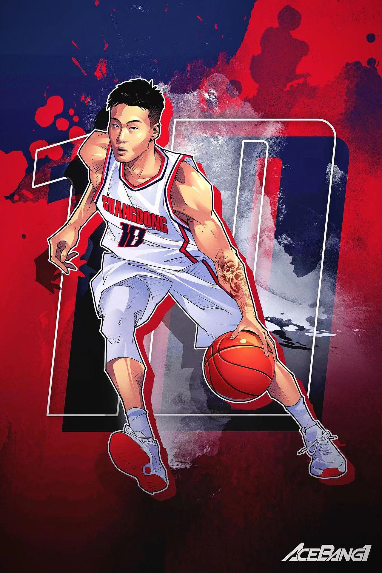 体育篮球cba广东宏远美漫插画集 易建联赵睿胡明轩徐杰