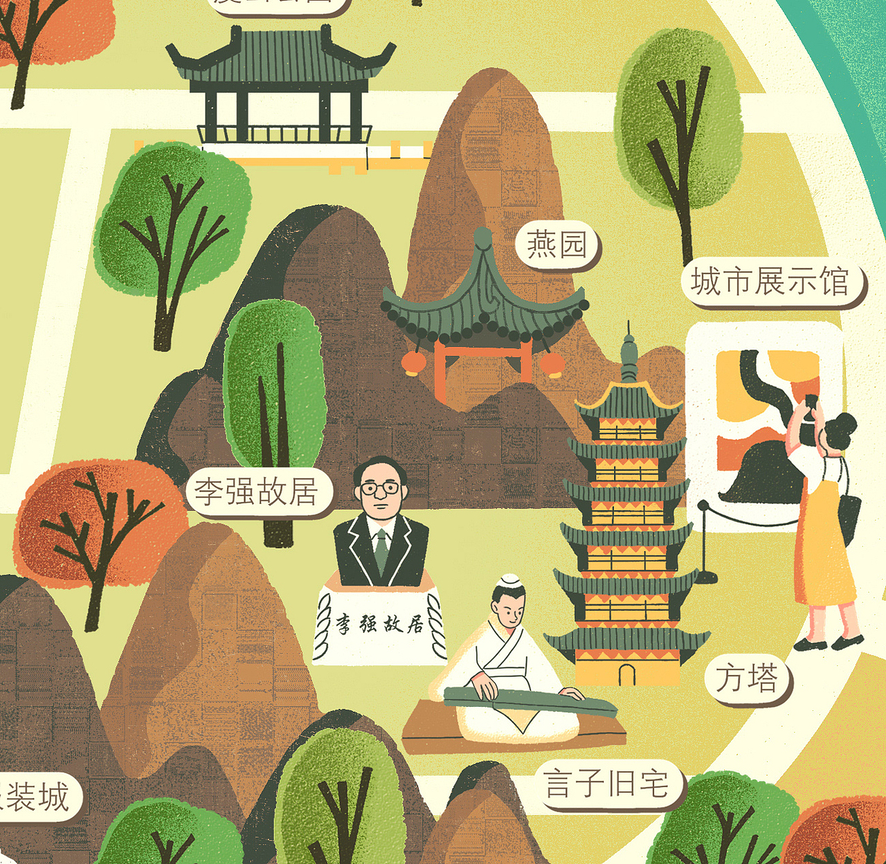 时光小镇地图（图ZMzI1ODM0NzAw） - 商业插画 - 站酷设计师shirley雪梨酱原创素材 - 站酷ZCOOL