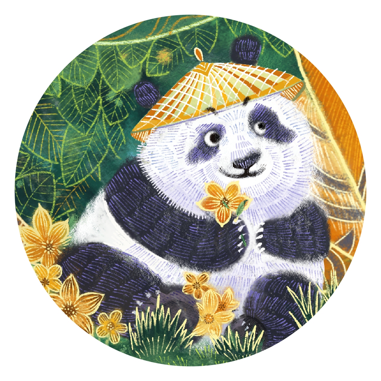 《在林中》——大熊猫和小伙伴们（图ZMzUyNDA1NTg4） - 商业插画 - 站酷设计师努力画画的丁小雨原创素材 - 站酷ZCOOL