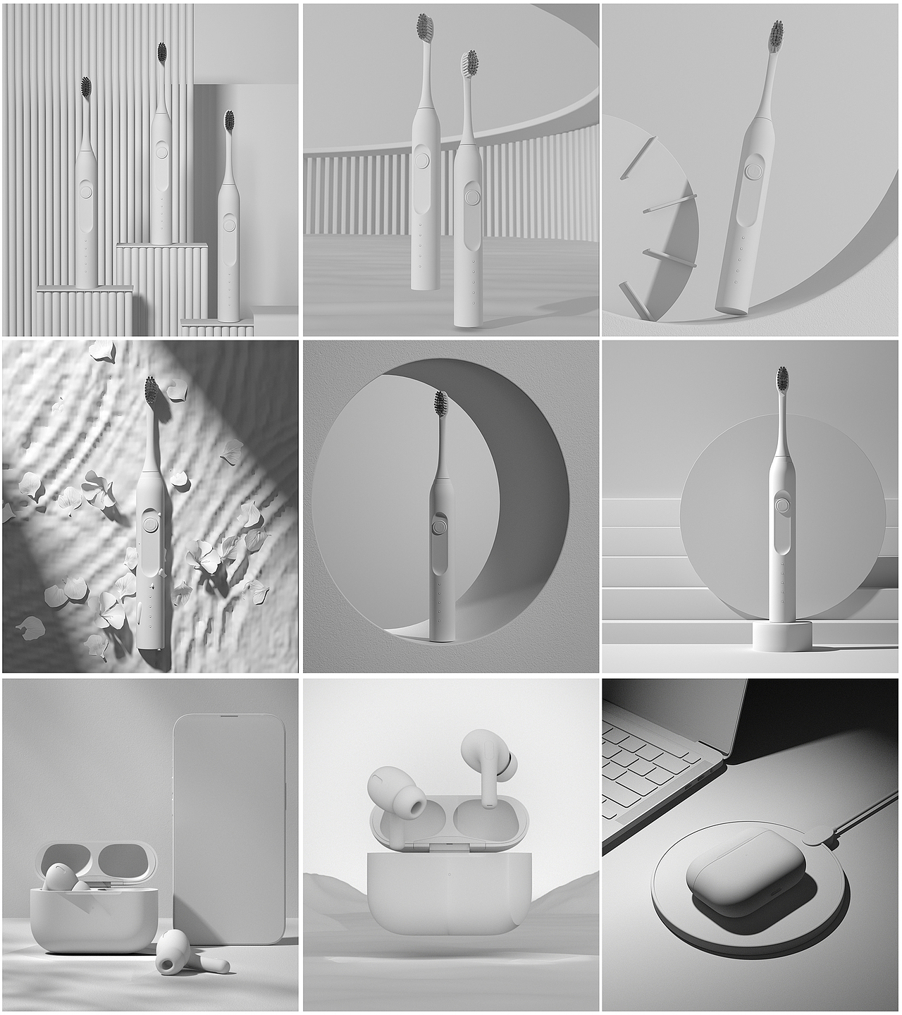 产品渲染-电动牙刷近期