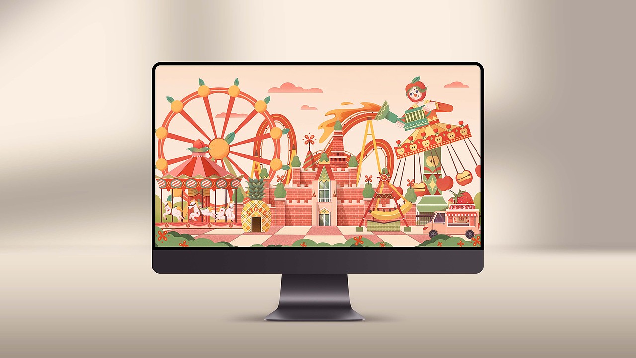 农夫山泉茶派|美好的世界|水果游乐园（图ZMzQxMzMzMjQ4） - 商业插画 - 站酷设计师凌凌甄原创素材 - 站酷ZCOOL