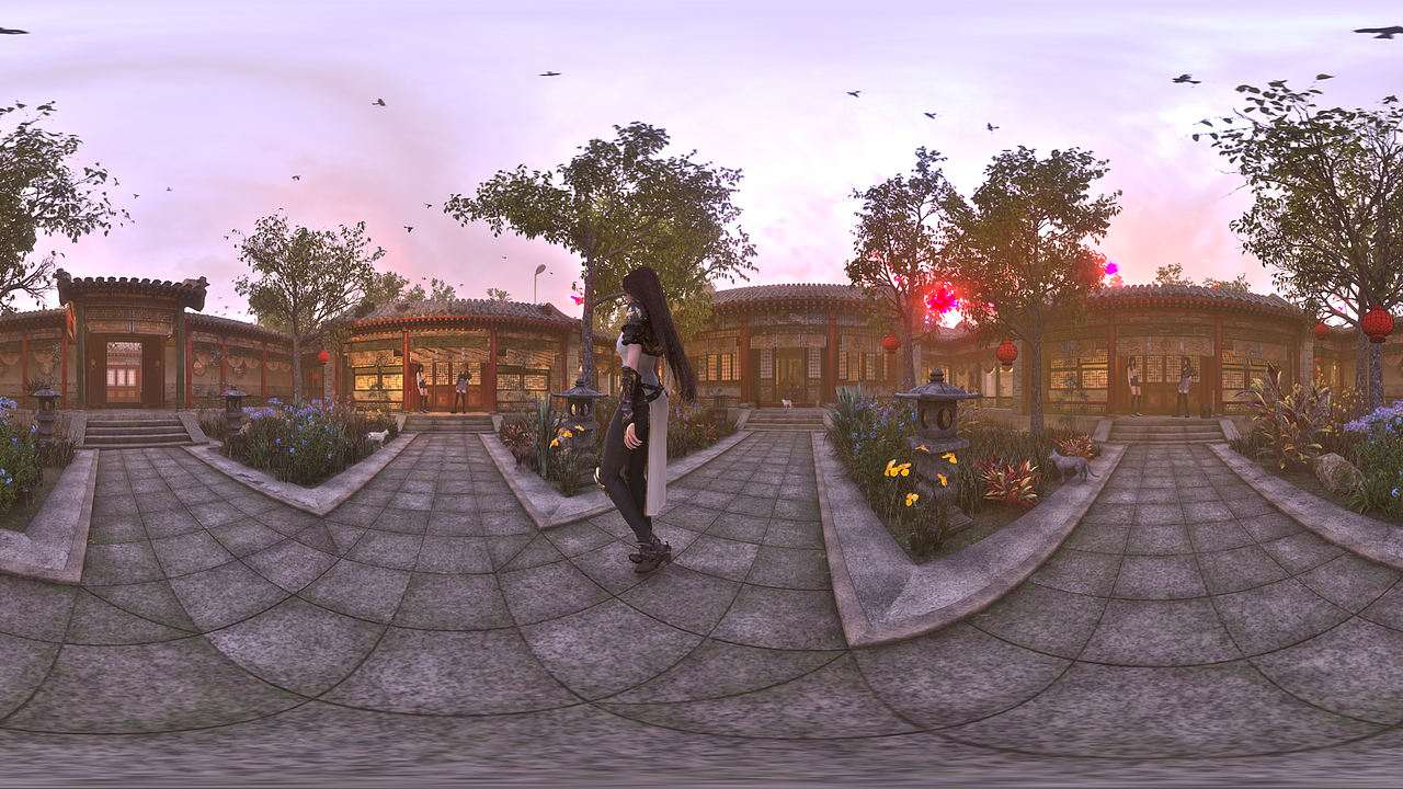 近代国风四合院UE5.3-VR360全景图(无后期)预览