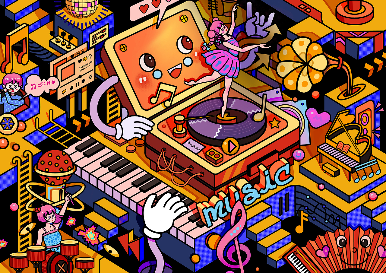 奇幻音乐会 插画设计