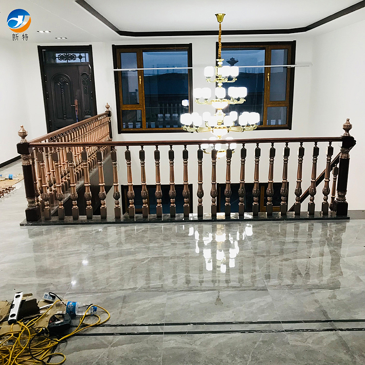 中式别墅铜楼梯扶手 乡村别墅楼梯设计