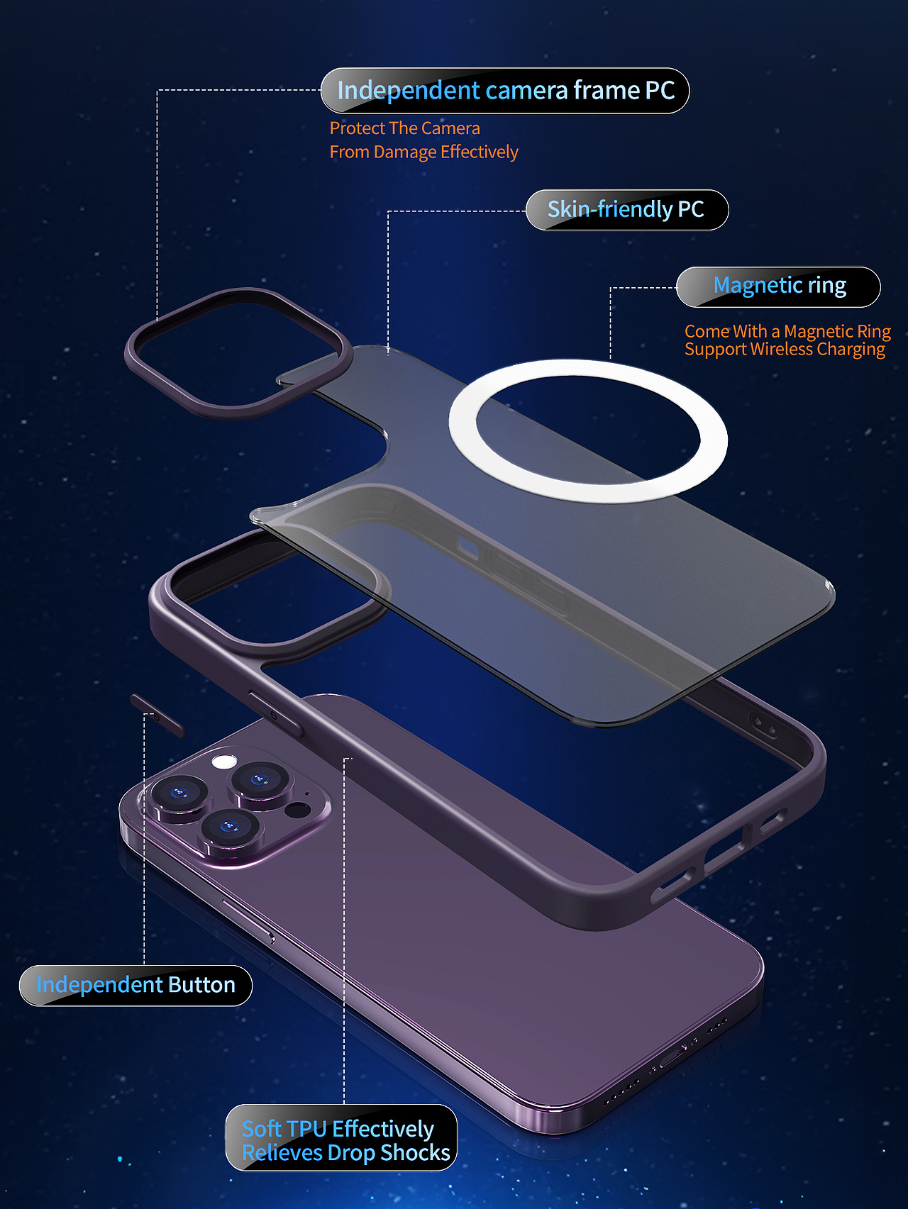 iPhone手机壳/磨砂透明手机壳/3C数码产品/3D建模渲染