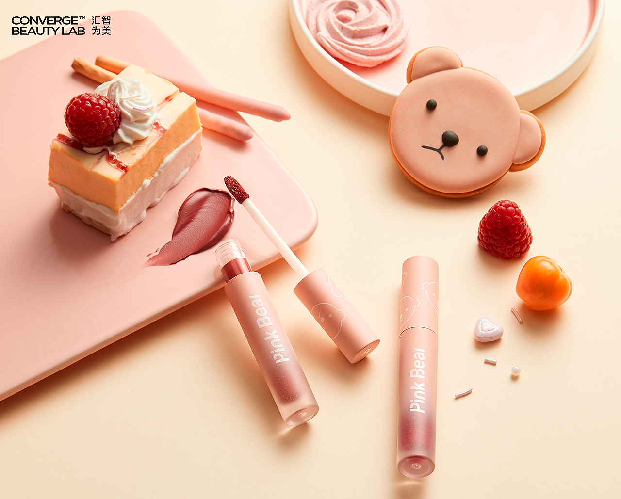汇智为美 | 产品摄影|Pink Bear.唇妆系列产品创意图