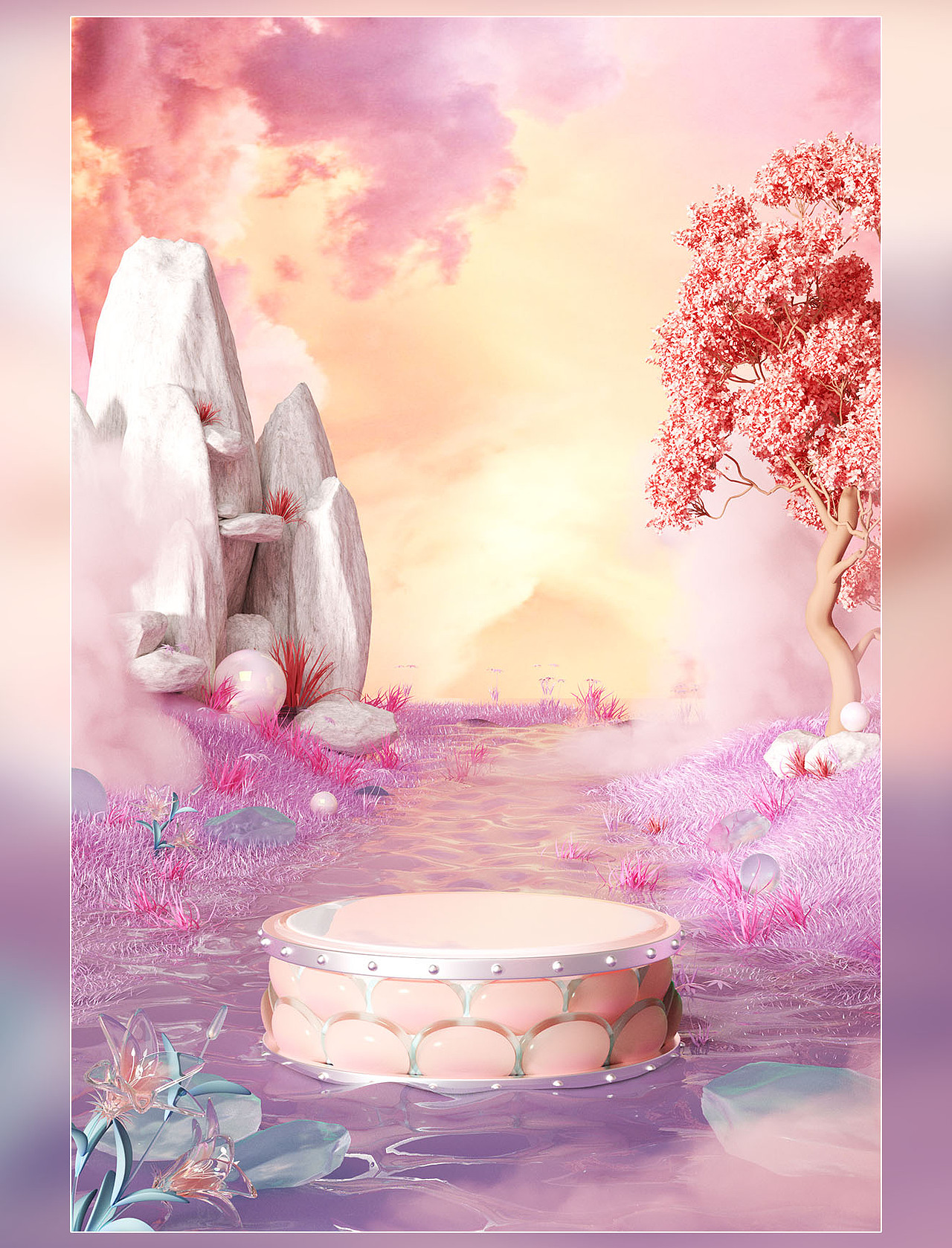 3D仿真植物系场景（图ZMzMyNzg2ODE2） - 场景 - 站酷设计师笔魂AI绘图原创素材 - 站酷ZCOOL