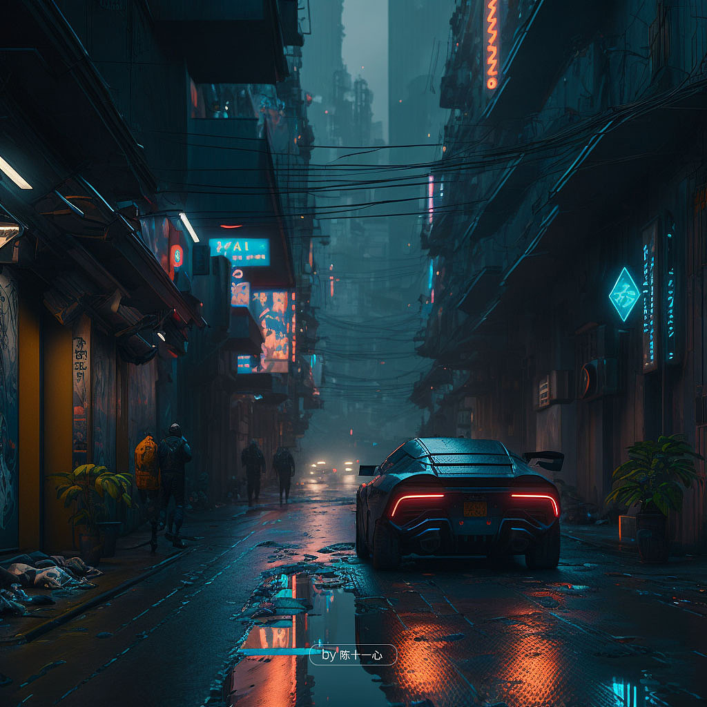 【Midjourney】赛博朋克 ，光影渲染（图ZMzI3MzQ1NjEy） - AI作品 - 站酷设计师陈十一心SD原创素材 - 站酷ZCOOL