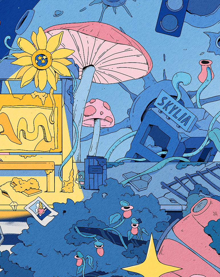 怪诞之旅｜植物乐园、宇宙车站（图ZMzQ3MjY3NzQ4） - 商业插画 - 站酷设计师晴画Skylia原创素材 - 站酷ZCOOL