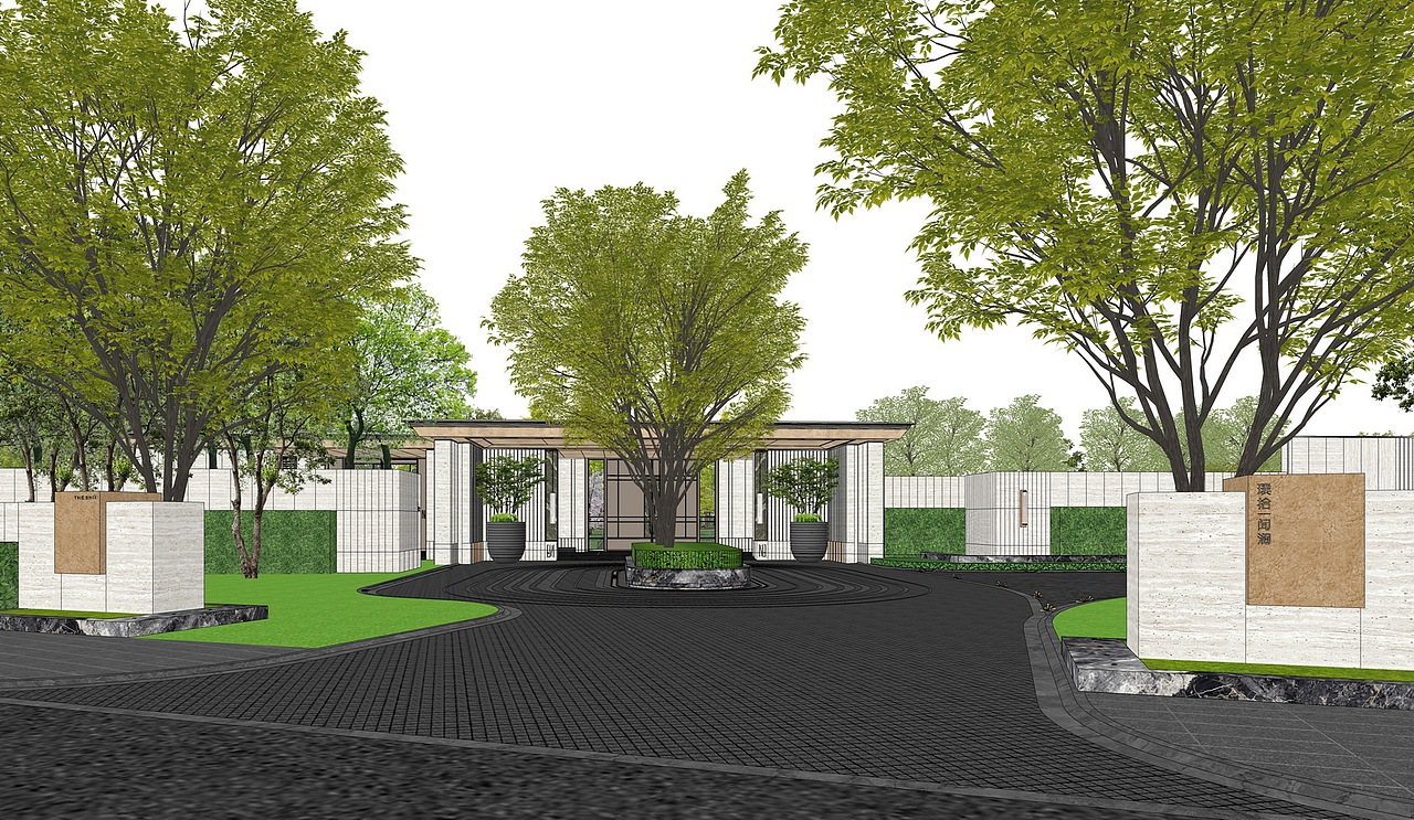 宁波万科朗拾大区景观SU模型下载