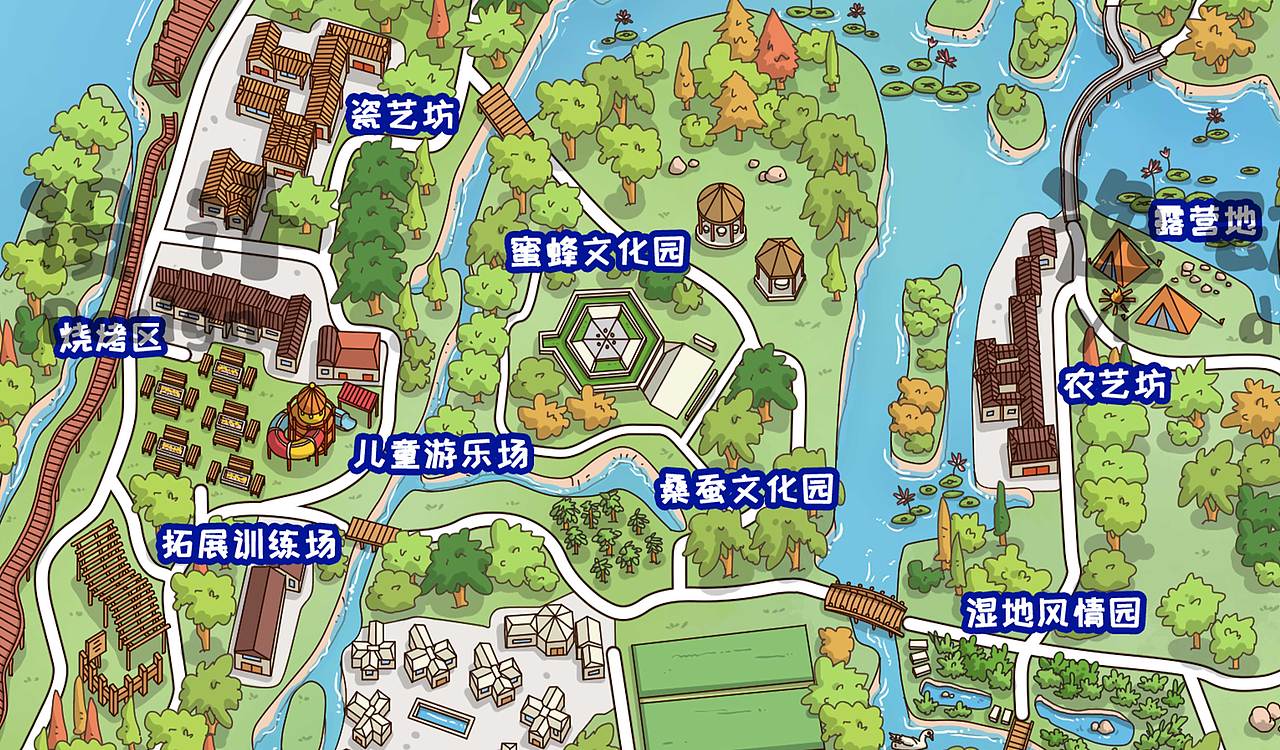 扬州凤凰岛手绘地图&逸动设计