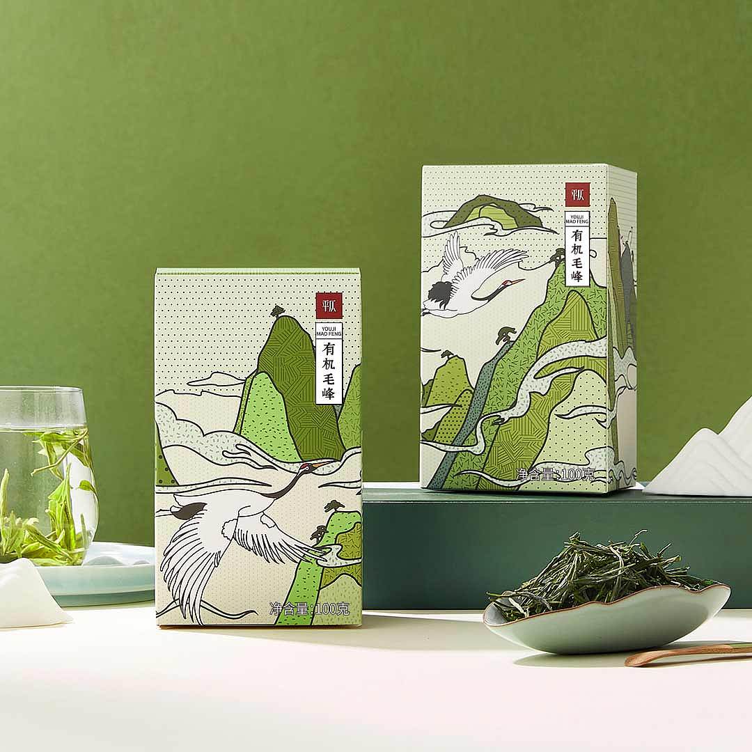 手绘绿茶包装-有机毛峰