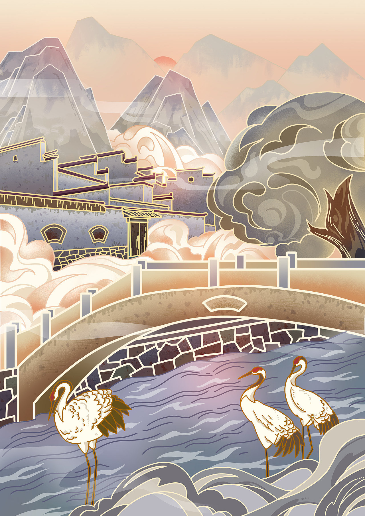 徽派建筑系列插画（图ZMzA4MjA1MDI0） - 创作习作 - 站酷设计师李慢慢_原创素材 - 站酷ZCOOL