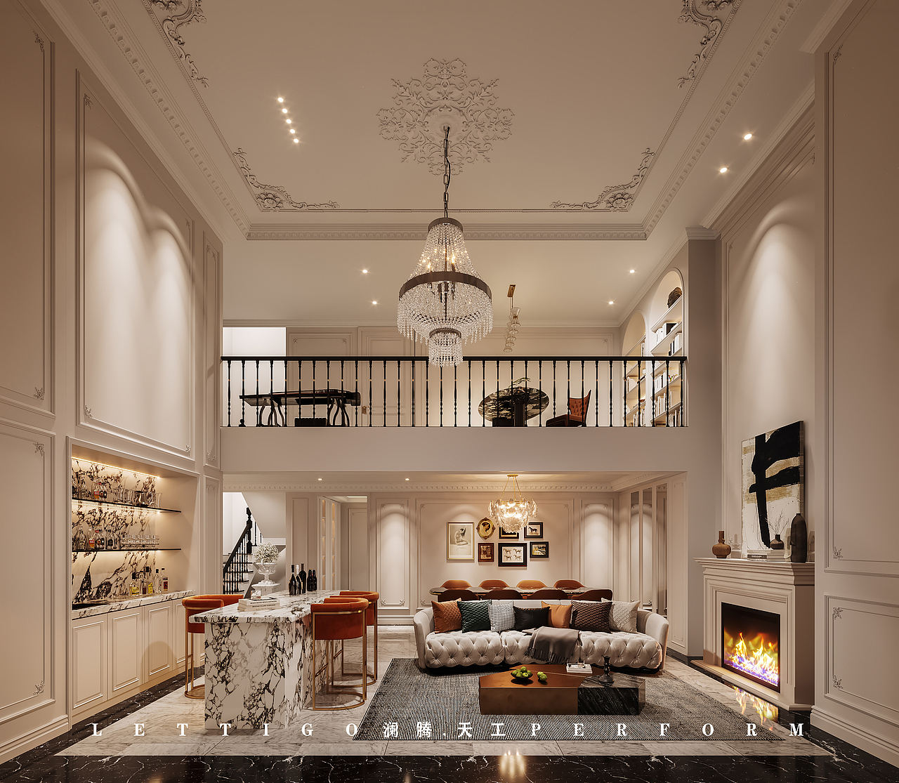 法式轻奢别墅，感觉暖调温馨