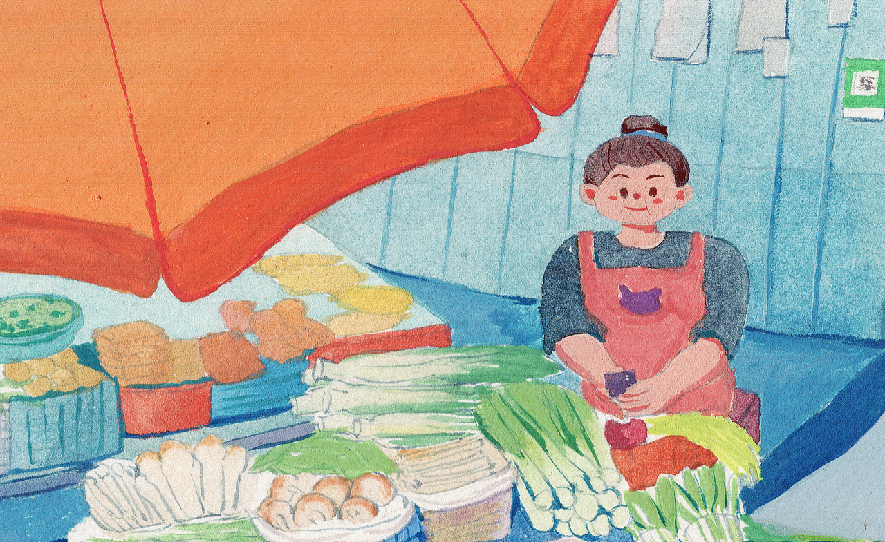 日常系列---买菜（图ZMzEwMjk3NzE2） - 儿童插画 - 站酷设计师山文子原创素材 - 站酷ZCOOL