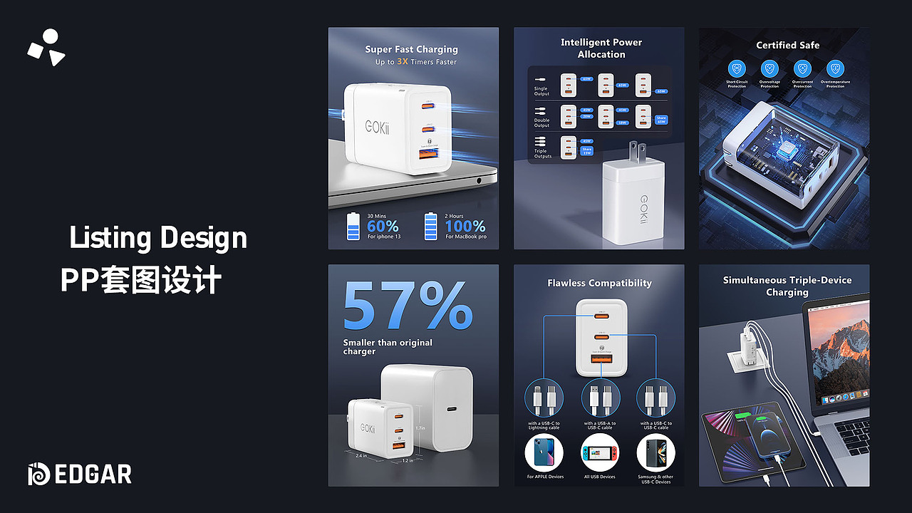 亚马逊 EOKII 高速充电头 电商设计