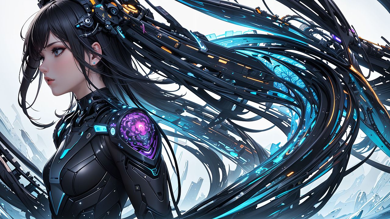 未来少女的赛博世界：炫酷赛博朋克风格壁纸（图ZMzUxOTI5NzY4） - AI作品 - 站酷设计师Z82127263原创素材 - 站酷ZCOOL