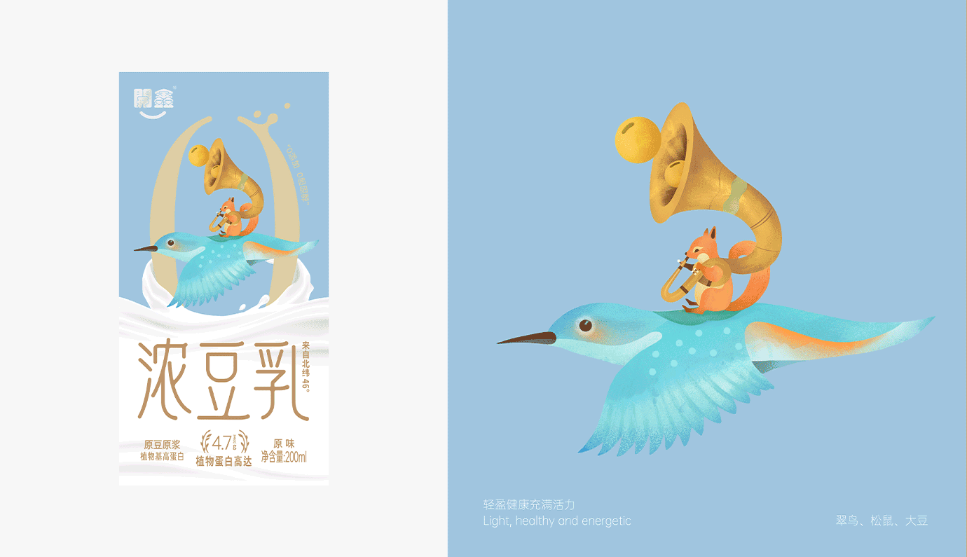 "自然"更轻盈,開鑫浓豆乳包装设计