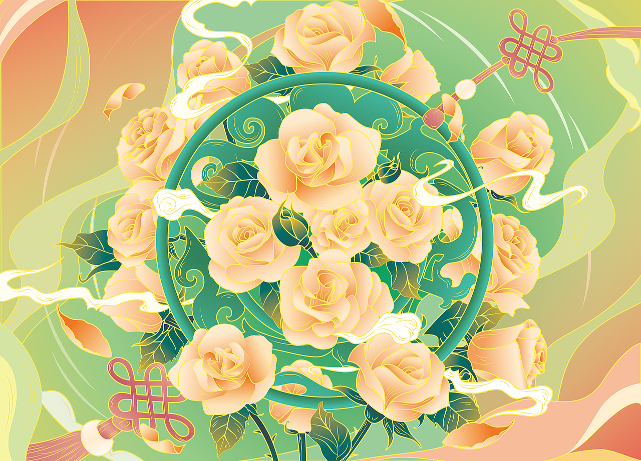 【商用稿】国风插画包装-玫瑰花（图ZMzMwNzcxODAw） - 包装 - 站酷设计师韩九尧原创素材 - 站酷ZCOOL