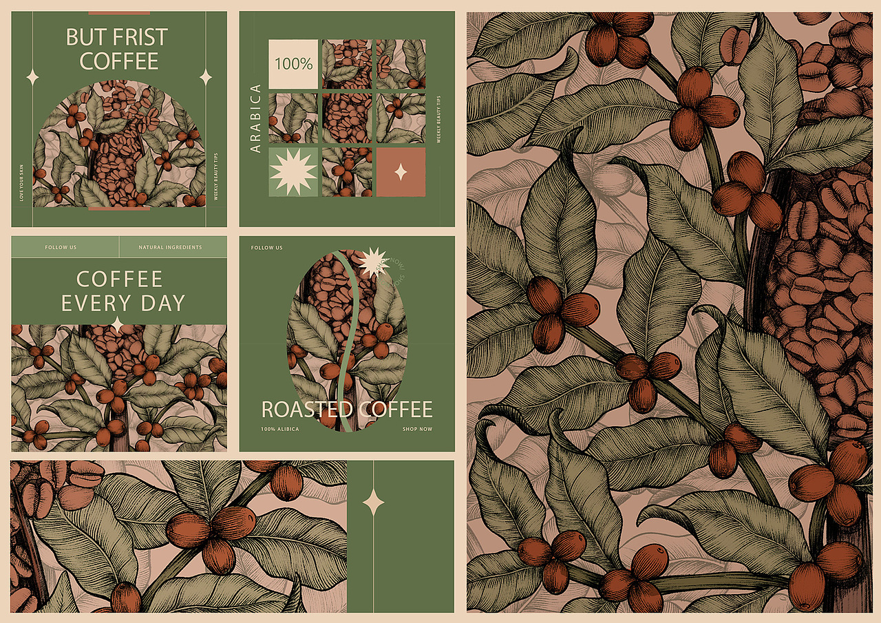 复古咖啡豆插画包装设计（图ZMzU5MDQ3NjQ4） - 商业插画 - 站酷设计师白先笙原创素材 - 站酷ZCOOL