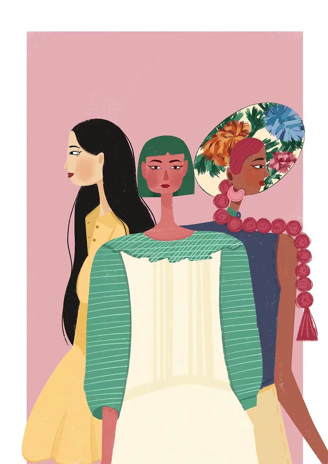 風(fēng)格人物創(chuàng)作《女孩們》（圖ZMzQ5OTE3ODgw） - 創(chuàng)作習(xí)作 - 站酷設(shè)計(jì)師子春的十五原創(chuàng)素材 - 站酷ZCOOL