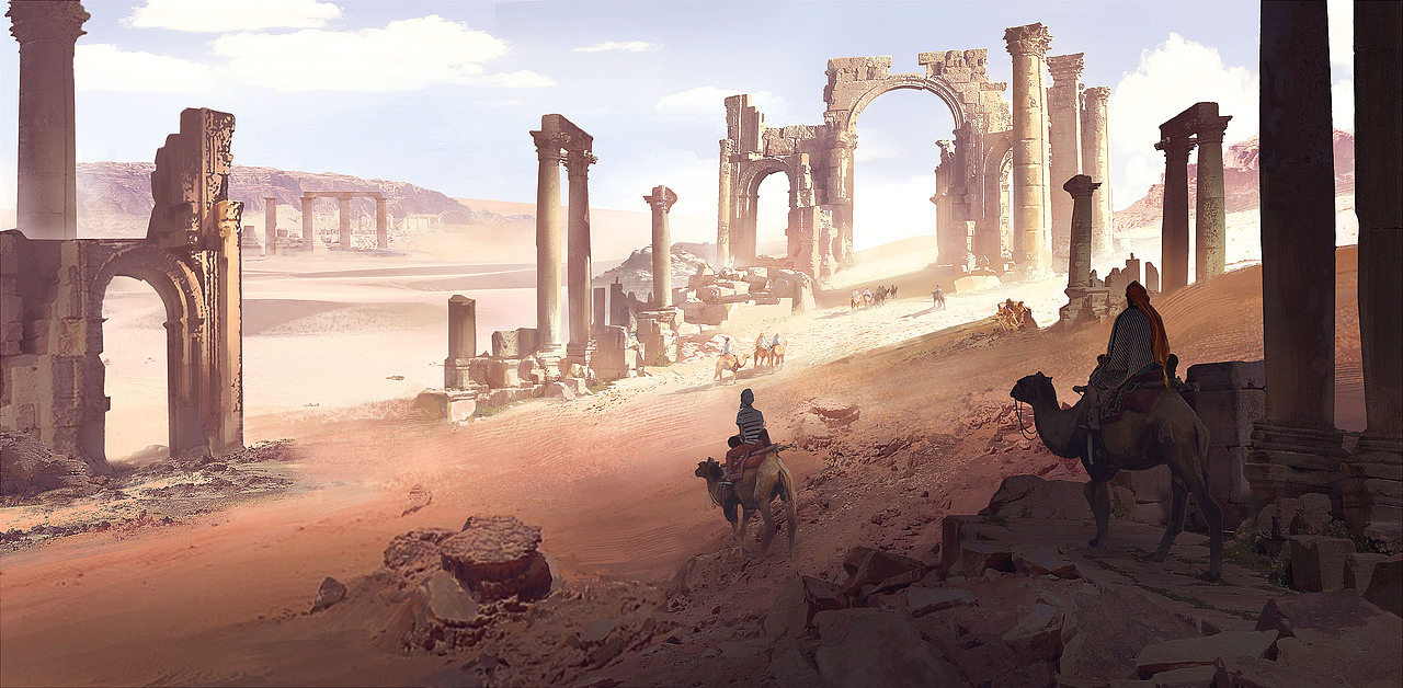 沙漠遺跡（寫實貼圖氣氛圖教程）（圖ZMzI0NzczNDcy） - 概念設(shè)定 - 站酷設(shè)計師頑皮機器CG工作室原創(chuàng)素材 - 站酷ZCOOL