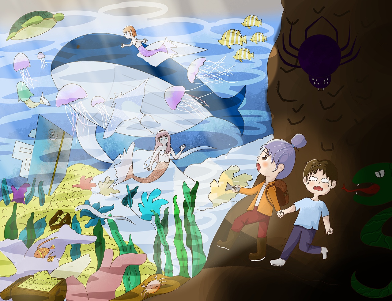 海底探险（图ZMzY4OTg5Njg0） - 儿童插画 - 站酷设计师米楠城卡卡原创素材 - 站酷ZCOOL