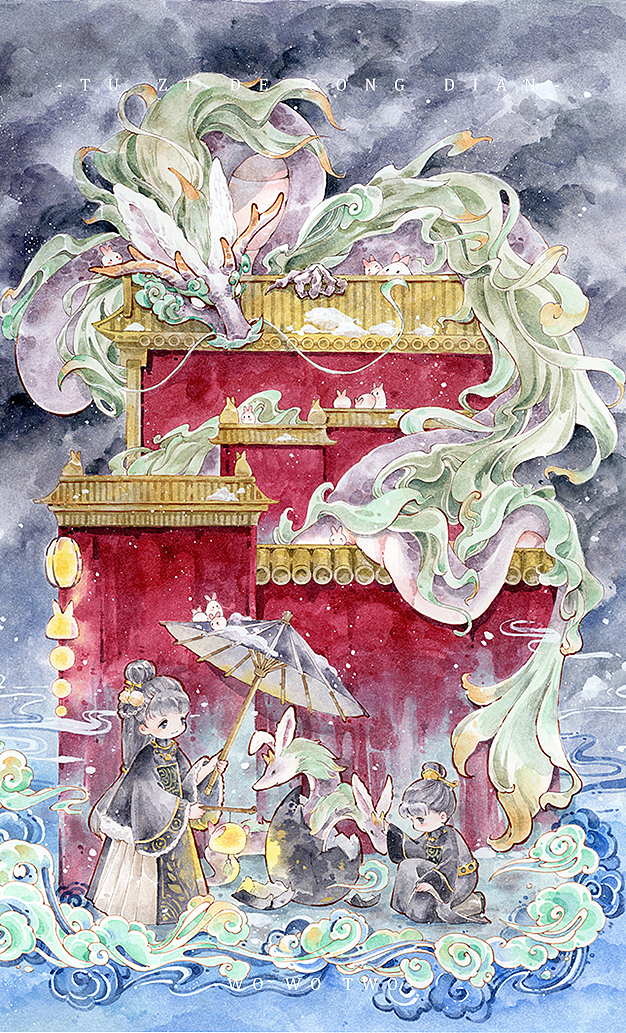 手绘水彩《兔兔的宫殿》（图ZMzIxMTk5OTcy） - 创作习作 - 站酷设计师兔斯twosii原创素材 - 站酷ZCOOL