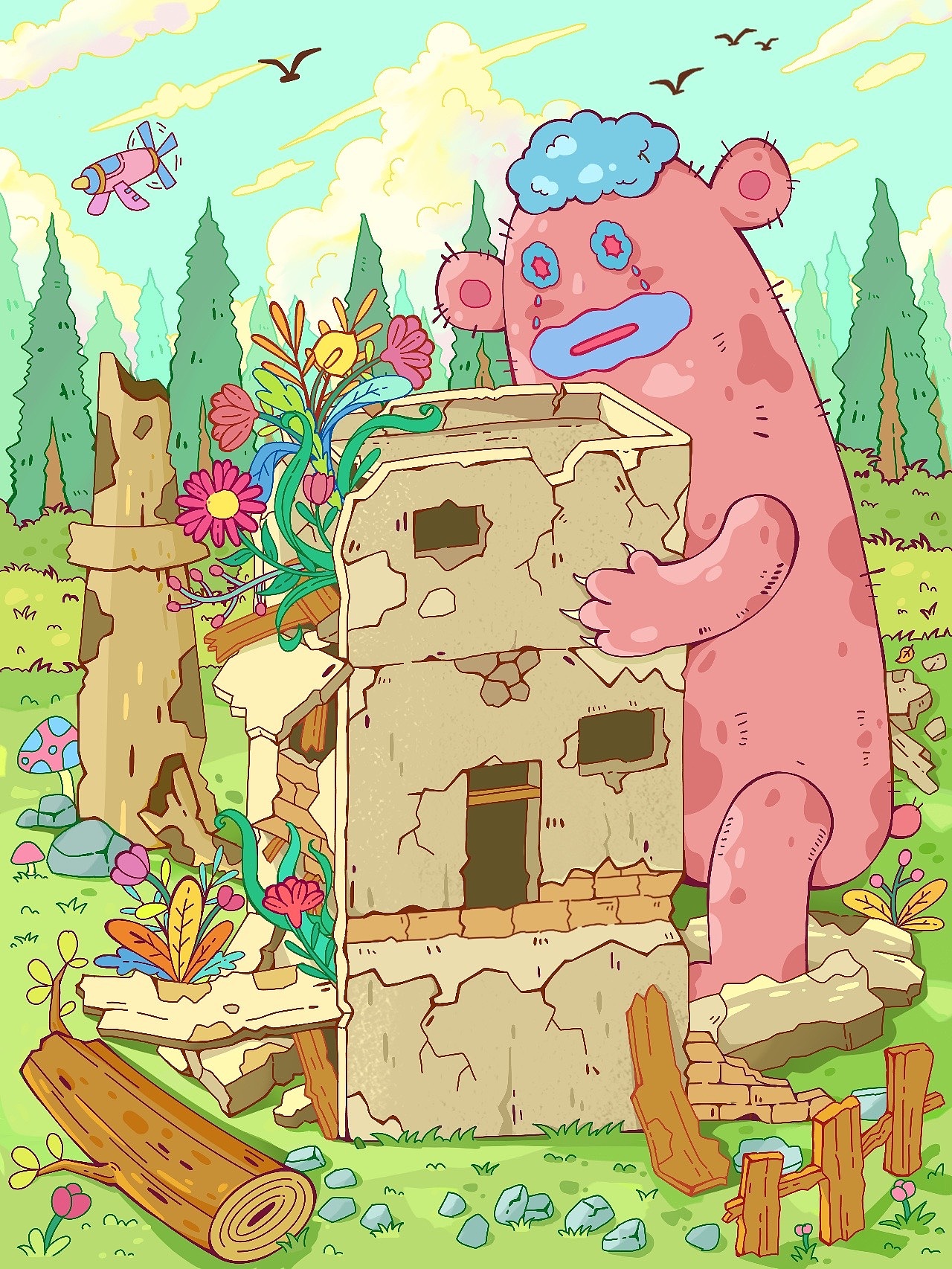 原创插画 | 粉红怪出行记（图ZMzUwOTM4MjI0） - 创作习作 - 站酷设计师半斤和八两原创素材 - 站酷ZCOOL