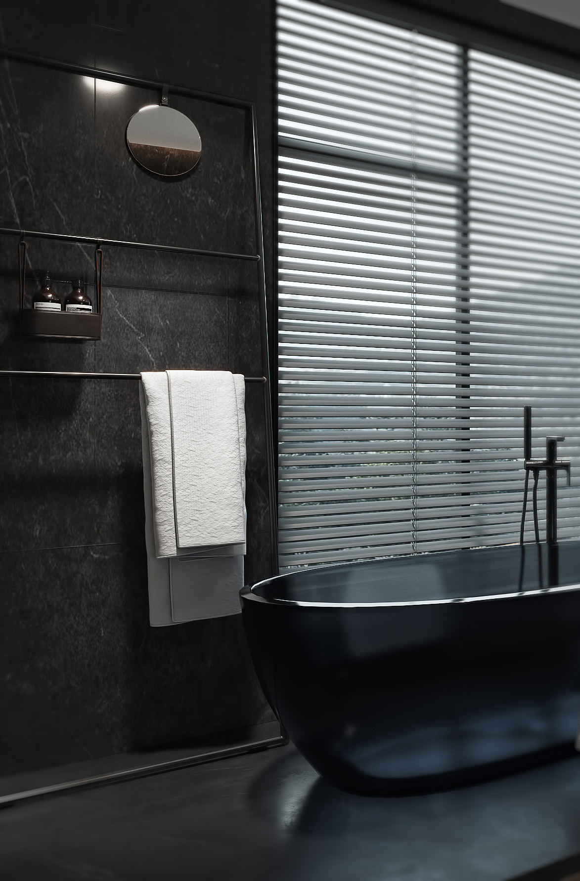 现代暗黑色调卫生间