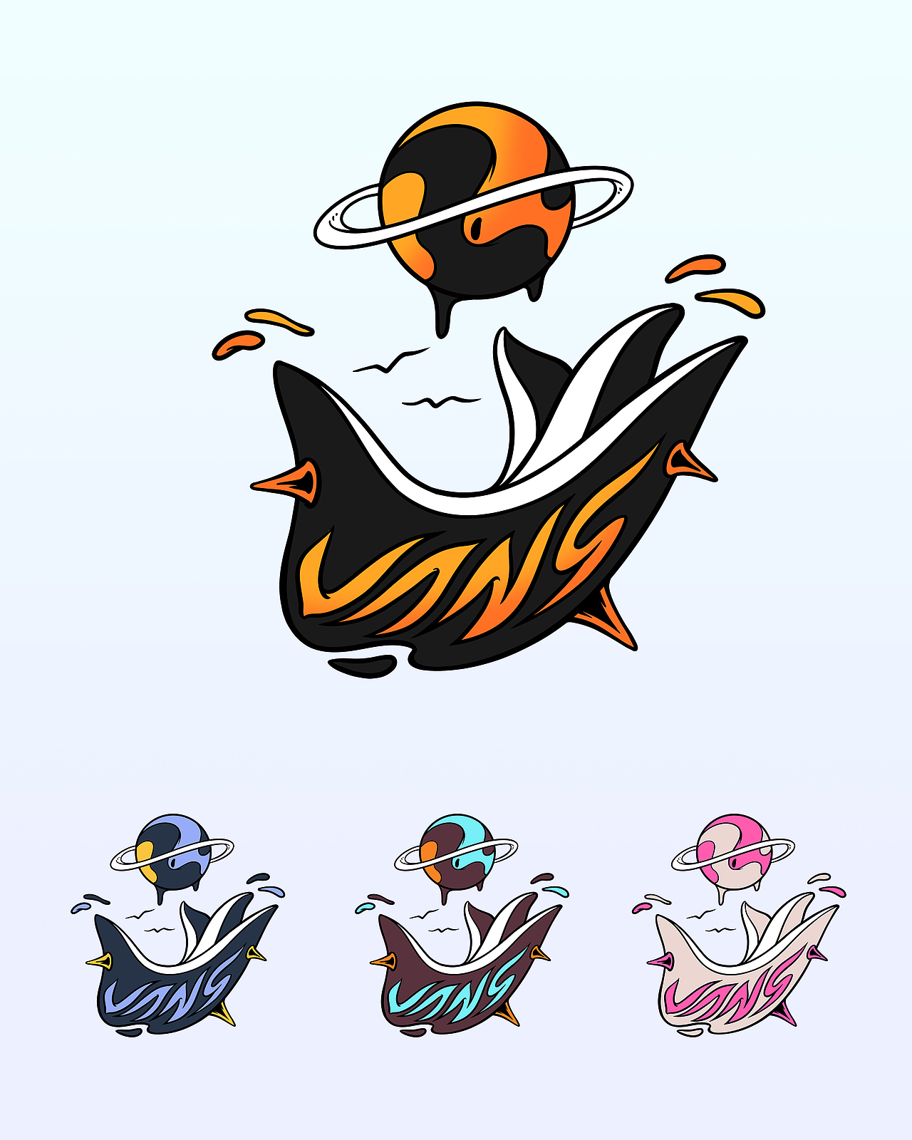 画面以一只荆棘植物系怪物的手,结合一颗旋转的星球,和飞鸟。在画面中,星球的星环为无限符号“∞”,结合飞鸟一起诠释了格局“大”的状态。此刻的格局手势就像一座充满包容的大山,格局打开的状态也被无限放大...
荆棘植物,是我系列创作中的一个常用元素,想表达一种视觉上的孤独与抵触,以及精神上的自我设防。<br>荆棘之手代表了一类处事行为,当所有的观望在这一刻格局大开,去接触全新的世界,创造辉煌。<br>格局即是心态,只要你做好拥抱一切的心态,无时无刻都会无限合拍!