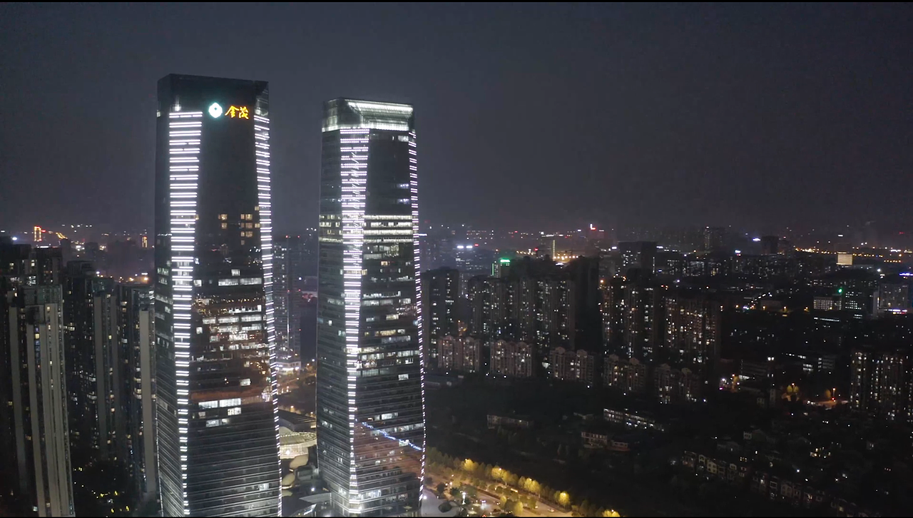 航拍长沙夜景