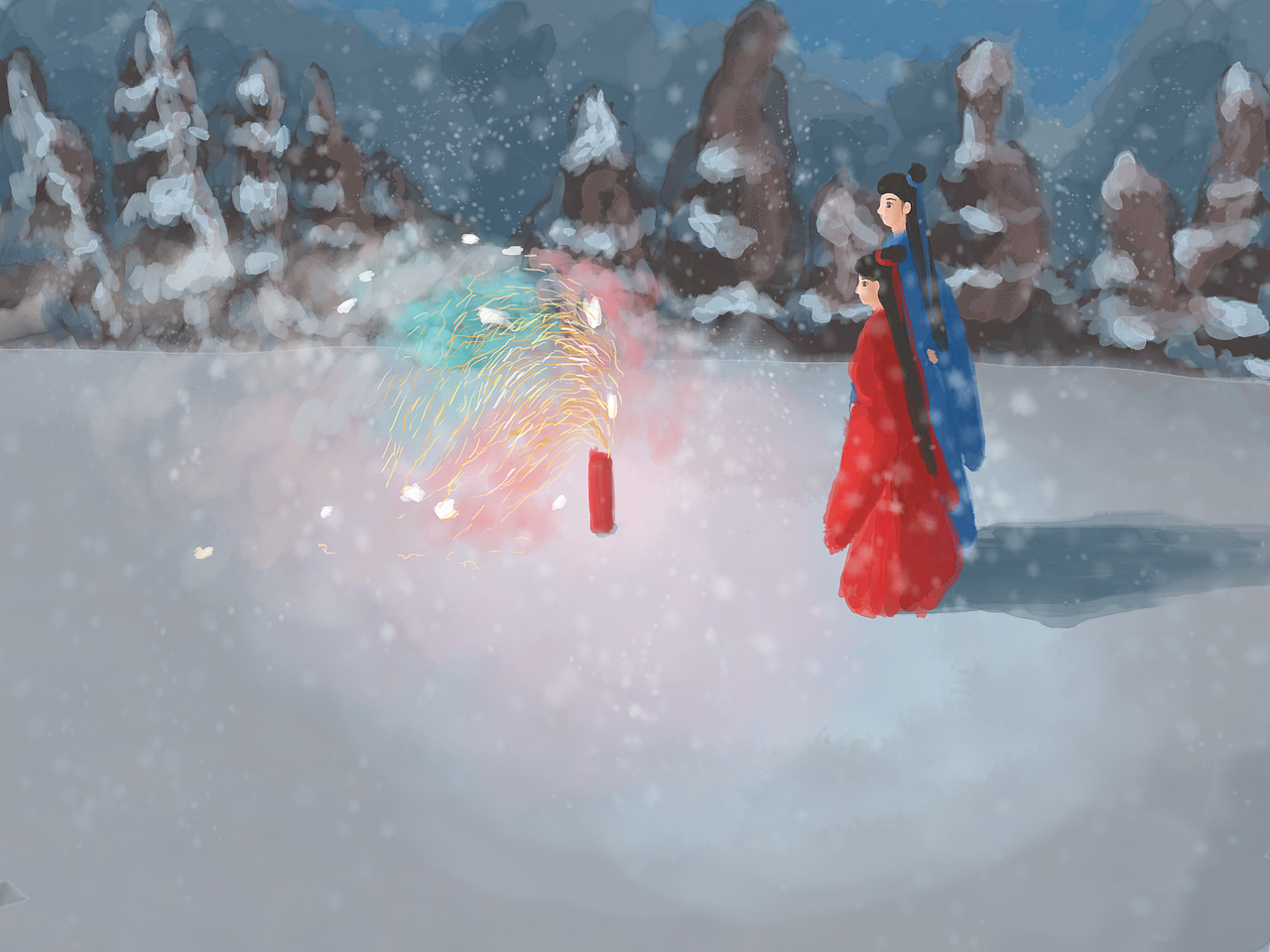 冬日插畫（圖ZMzI5OTI0NDky） - 創(chuàng)作習作 - 站酷設(shè)計師瑾廷原創(chuàng)素材 - 站酷ZCOOL