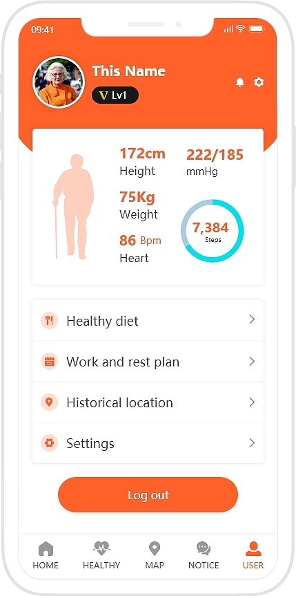adobe xd做的老年人app橙色健康英文完整策划