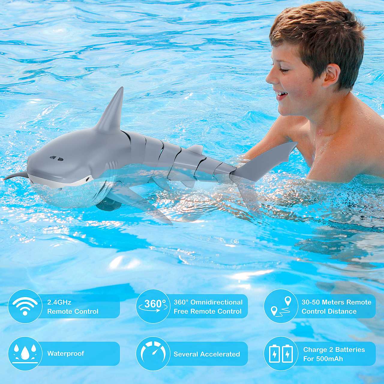儿童玩具-鲨鱼遥控船（水路两用）