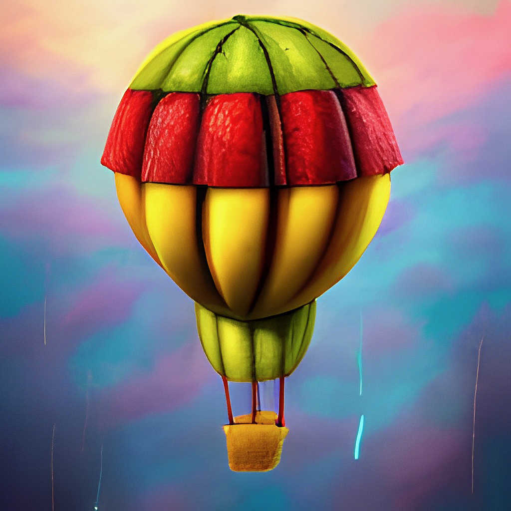 水果装饰画超现实飞船热气球