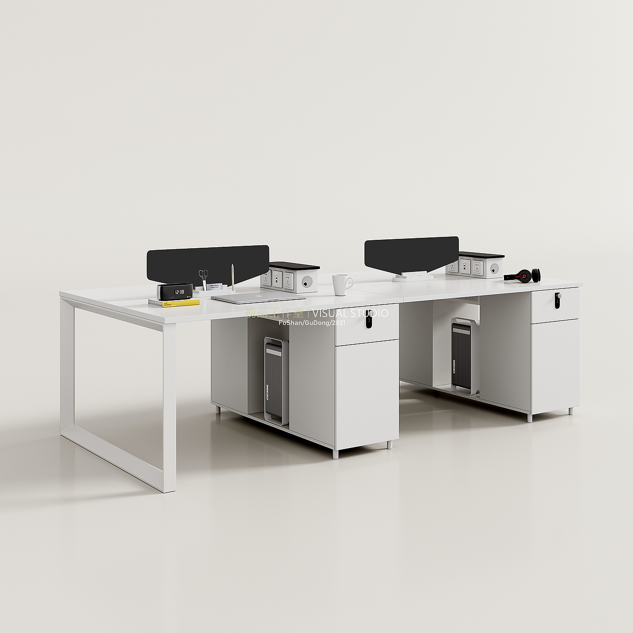 轻奢极简老板桌/职员桌效果整合