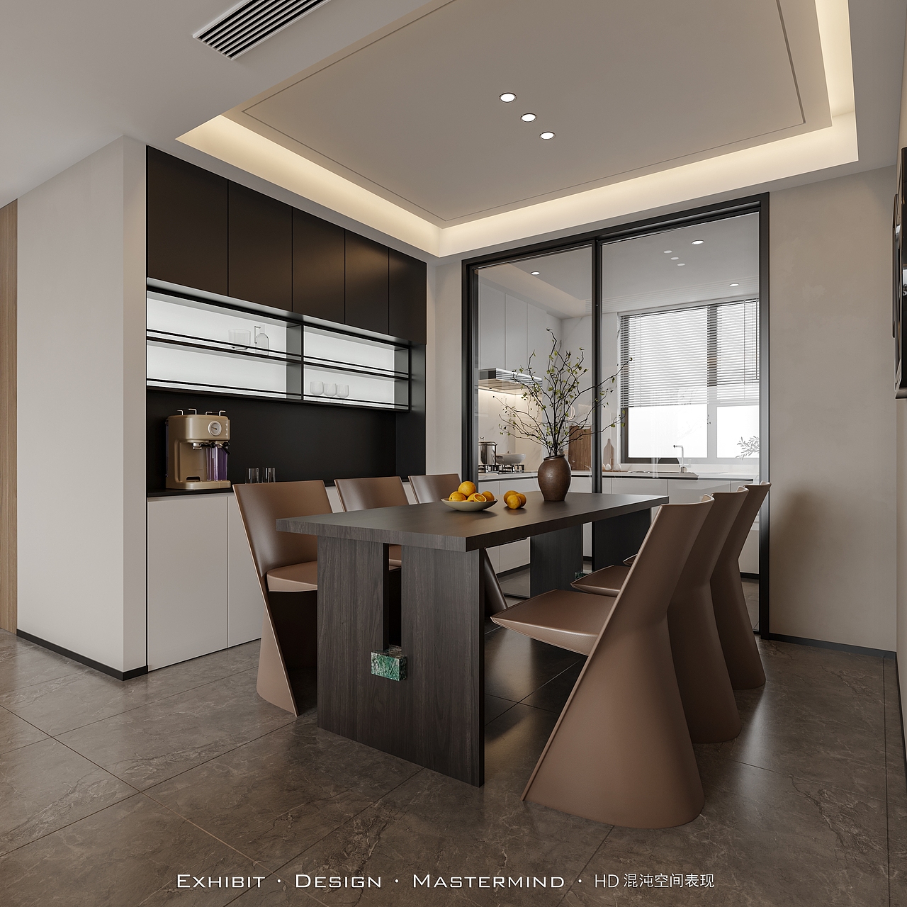 现代 极简风 平层客餐厅 X 混沌空间表现（图ZMzY4MTYxNzgw） - 家装设计 - 站酷设计师混沌空间写实表现原创素材 - 站酷ZCOOL