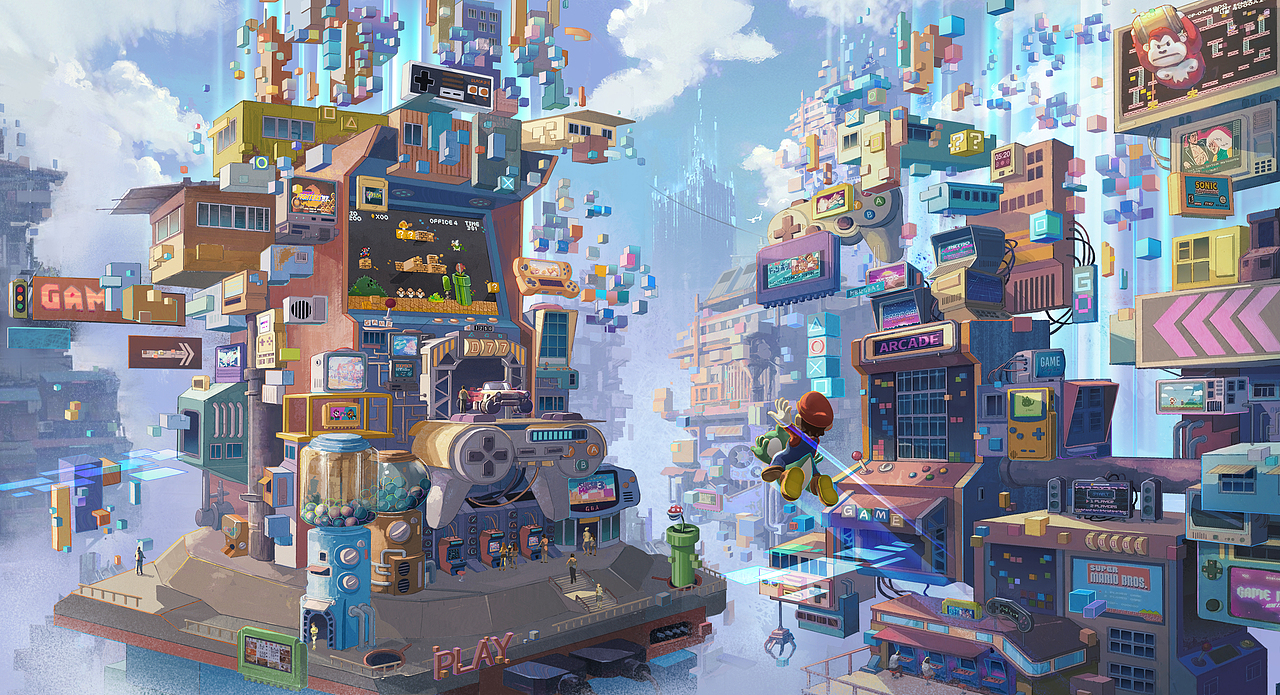 电玩街（图ZMzY5ODIyNzg0） - 游戏原画 - 站酷设计师dog723原创素材 - 站酷ZCOOL