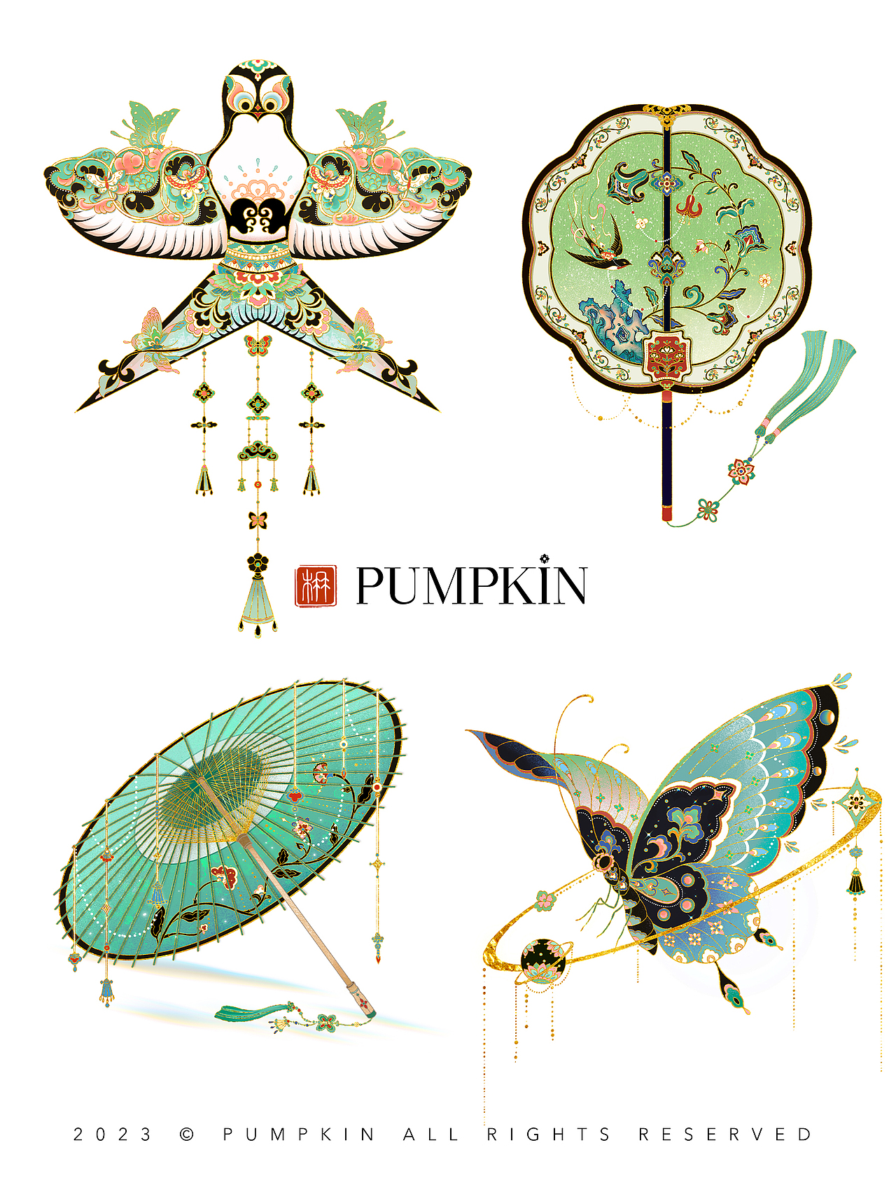 2023·敦煌｜四季复古插画系列合集（图ZMzU5MTU2NTEy） - 艺术插画 - 站酷设计师方楠Pumpkin原创素材 - 站酷ZCOOL