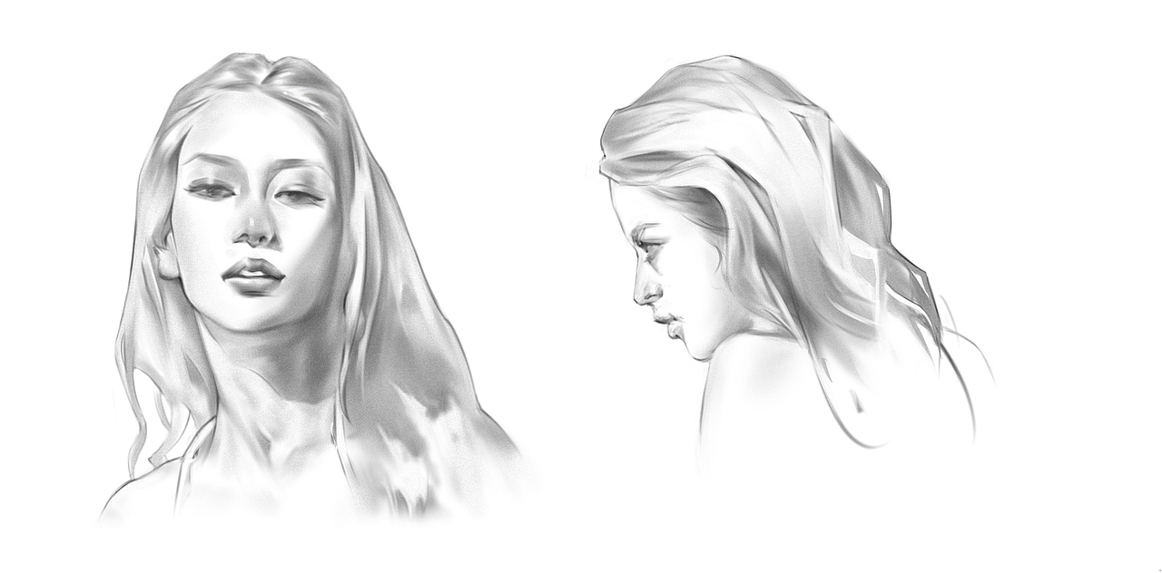 美女人像灰调练习