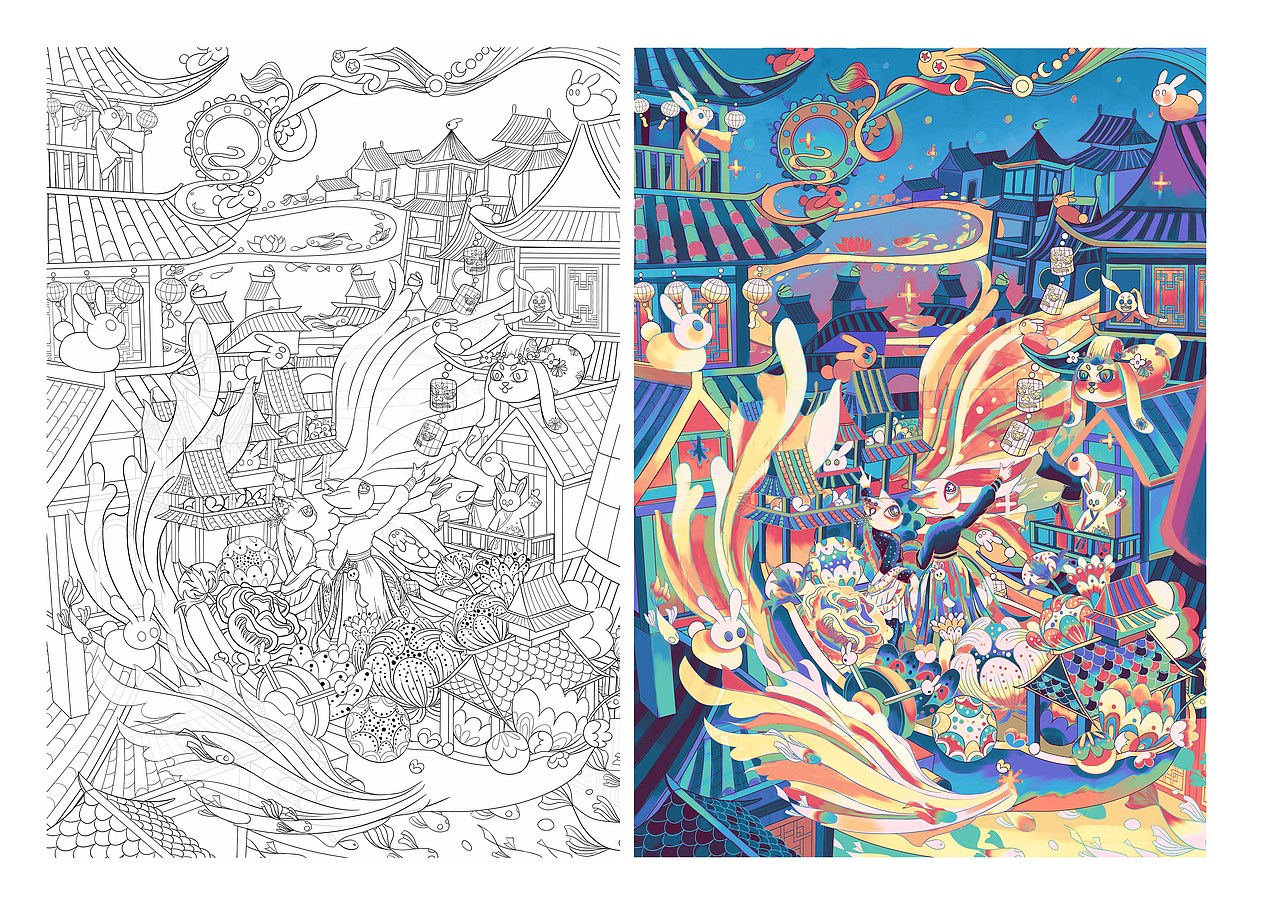 兔年·新年游花船（图ZMzIzOTU4NTQ4） - 商业插画 - 站酷设计师泡椒喵喵喵原创素材 - 站酷ZCOOL