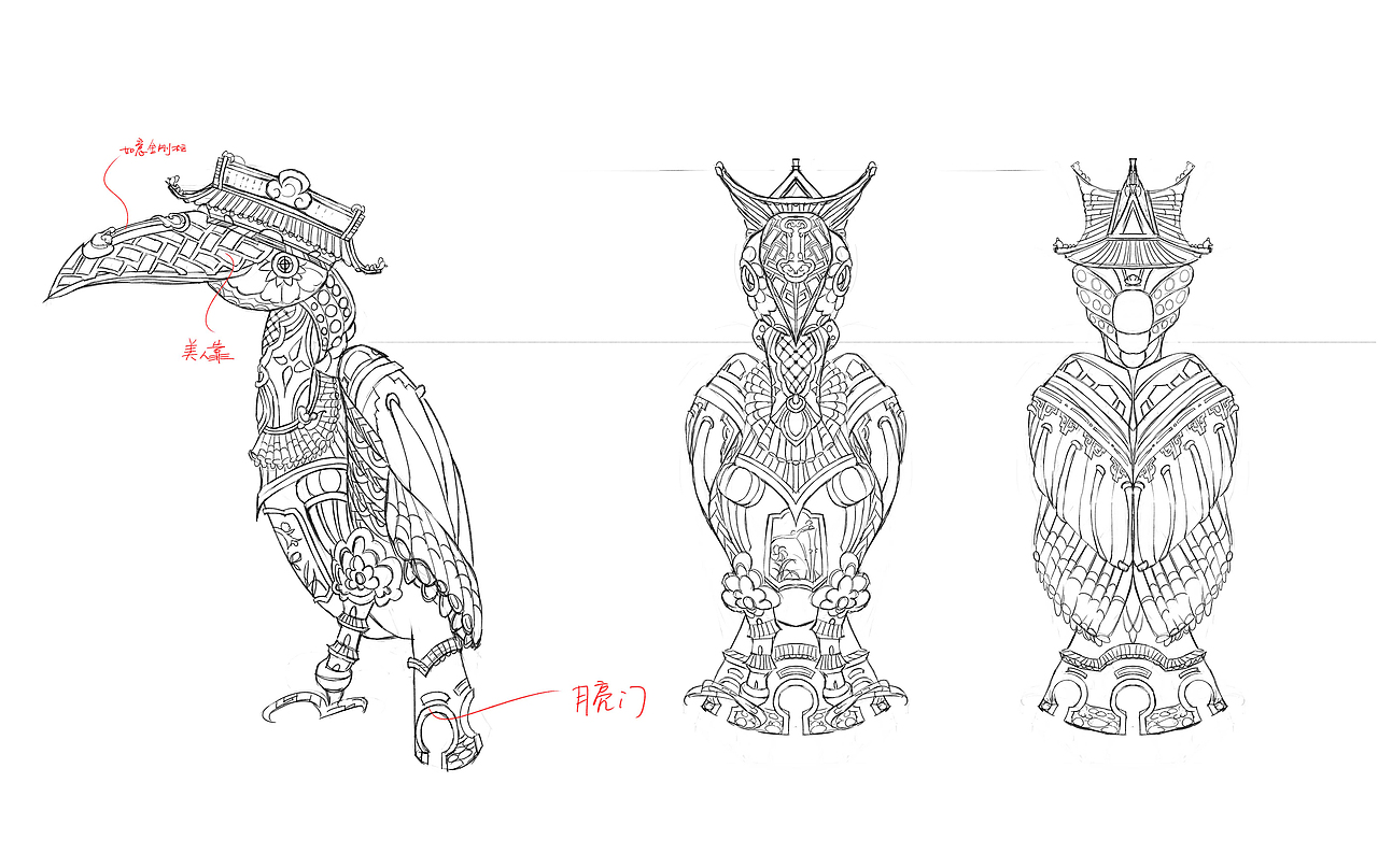 犀鳥古建筑三視圖（圖ZMjk5NTEyMTMy） - 玩具 - 站酷設(shè)計師連書雁原創(chuàng)素材 - 站酷ZCOOL