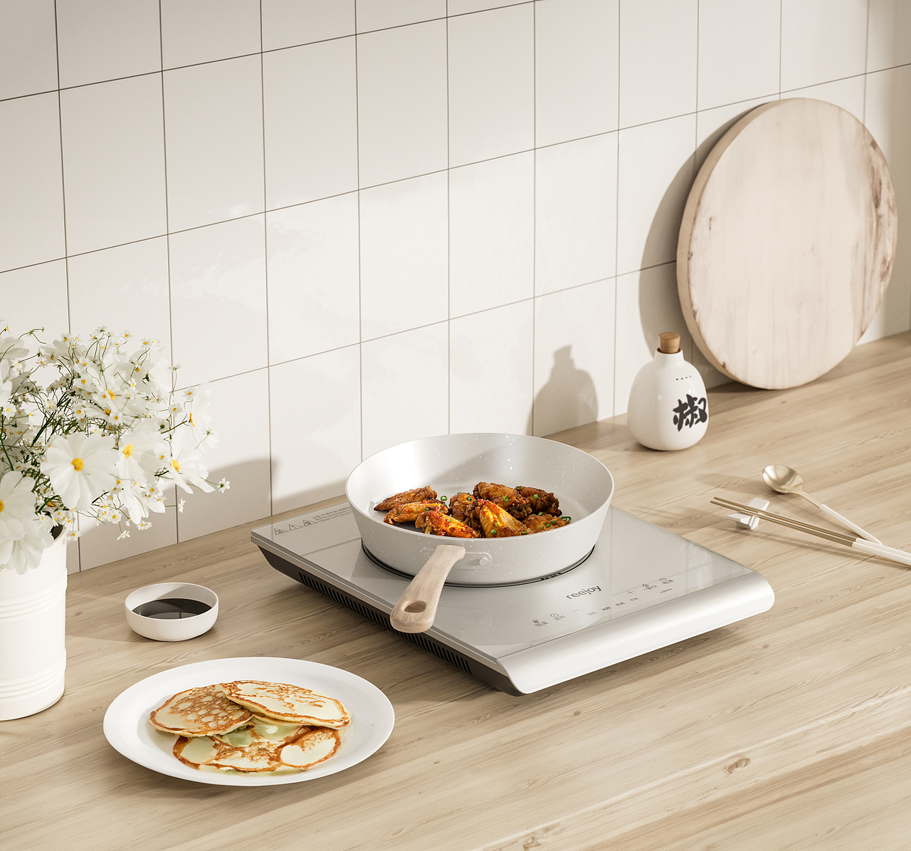 电磁炉渲染合集,小家电,火锅,煎炒,雪平锅