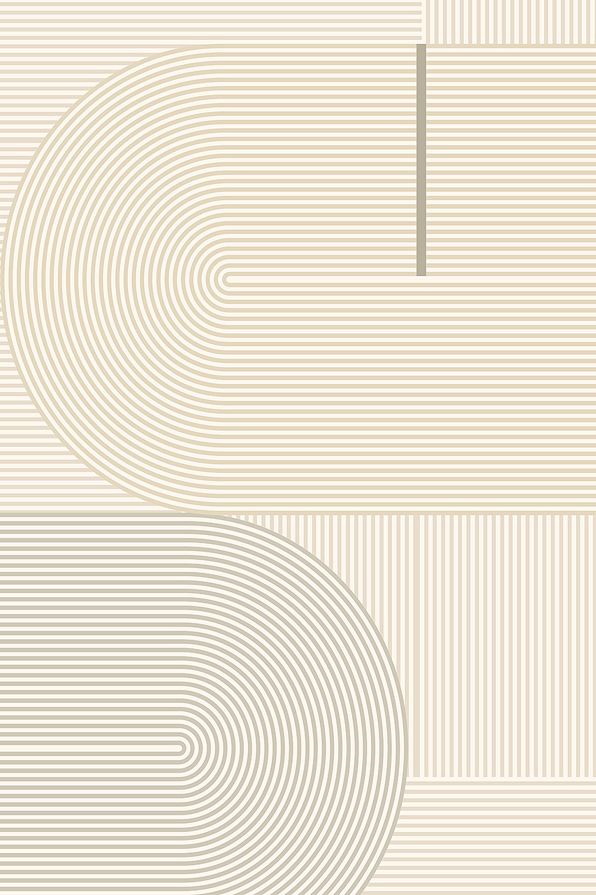 线条奶油风客厅地毯