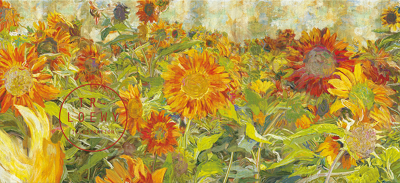 给小说深潮绘制的向日葵插画